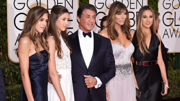 Mandatory Credit: Photo by David Fisher/REX/Shutterstock (5528305il) Sylvester Stallone wife Jennifer Flavin and daughters Sistine, Sophia and Scarlet 73rd Annual Golden Globe Awards, Arrivals, Los Angeles, America - 10 Jan 2016